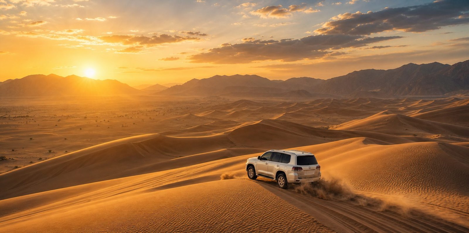 Rolling desert dunes with an off-road vehicle on a UAE desert adventure